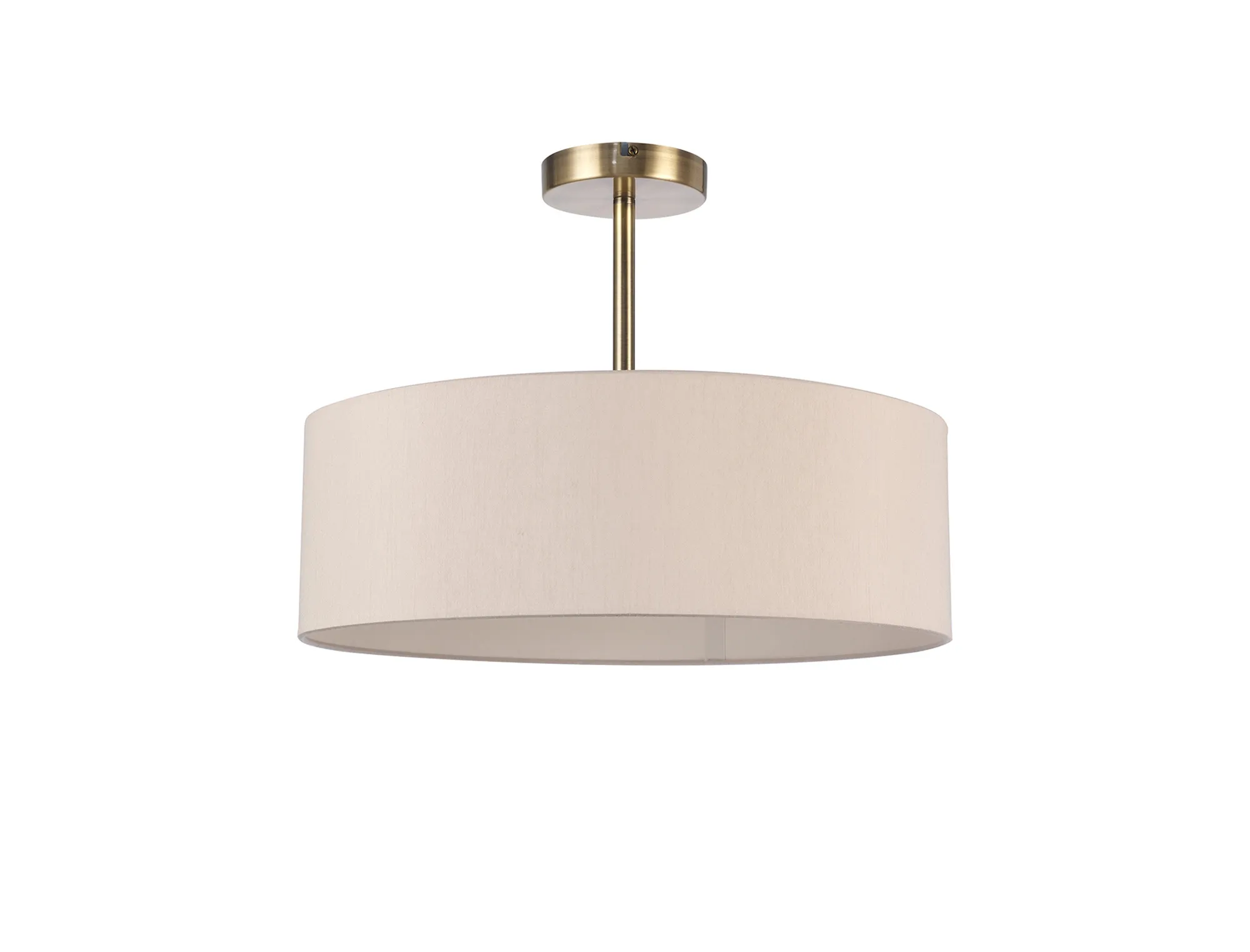 Baymont 45cm Semi Flush 3 Light Antique Brass, Nude Beige/Moonlight DK0699  Deco Baymont AB NU